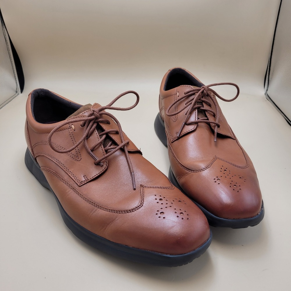 Rockport DressSports Men 11.5 W Brown Leather Wingtip Oxford Shoes CI9555